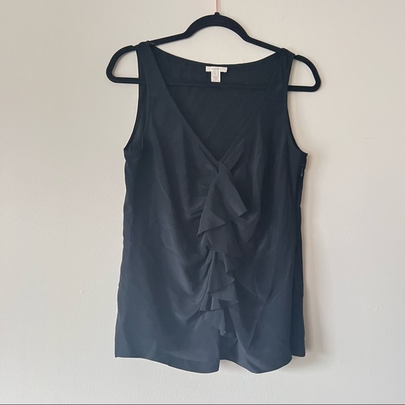 J.Crew Womens Silk Sleeveless V Neck Ruffle Front Blouse Top Size 4 - Picture 1 of 9